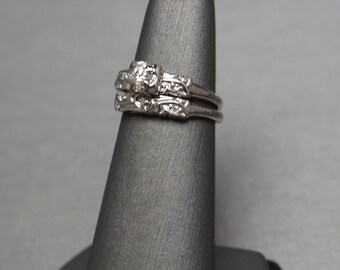 【yammar様】ectm エクタム スクエアリング 19号 sv925 Vintage Estate C1950 14K Two Tone Gold 0.19TCW Round Diamond
