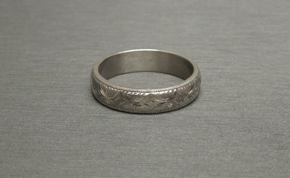 Men's Vintage Estate 1999 Tiffany & Co. Hand Engraved Platinum