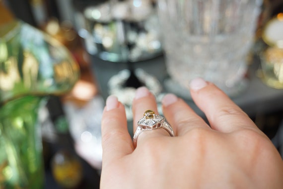 Citrine Shield Ring / Vintage Estate Sterling Sil… - image 8