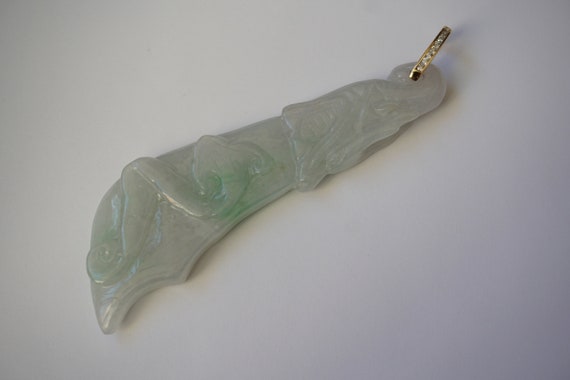 Lavender & Green Jade Sword Pendant / Vintage Est… - image 2