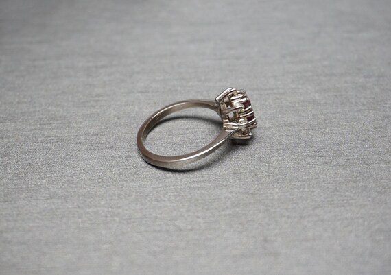 Vintage Ruby Halo Ring / Vintage Estate C1970 14K… - image 3