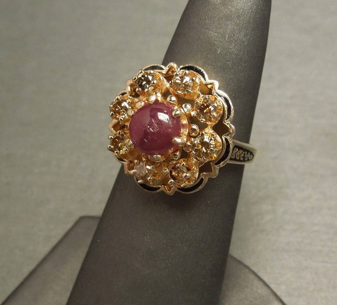 Vintage Victorian Style Estate C1960 14K Gold Black Enamel