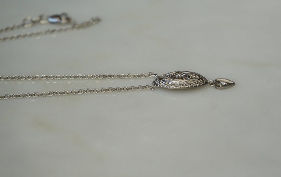 Diamond Shield Necklace / Vintage Mid Century Est… - image 4