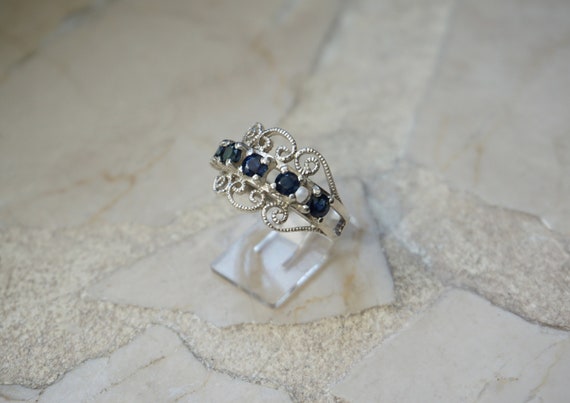 Vintage Sapphire Band / Mid Century Estate C1960 … - image 2