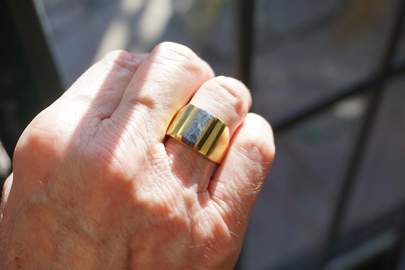 Men's Lapis Ring / Vintage Estate C1970 Mid Centu… - image 4