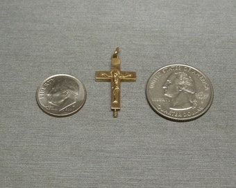 Antique Reliquary Cross / Victorian Estate C1890 14K Gold Small Reliquary  Cross Pendant / Gold Locket Cross 1 1/8