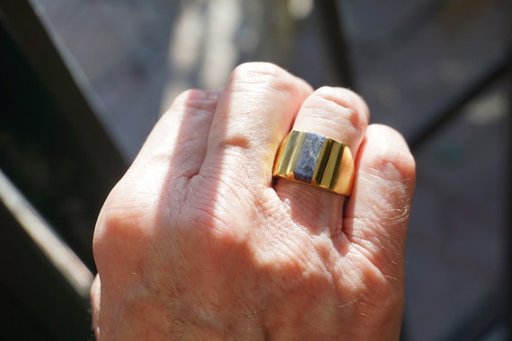 Men's Lapis Ring / Vintage Estate C1970 Mid Centu… - image 5