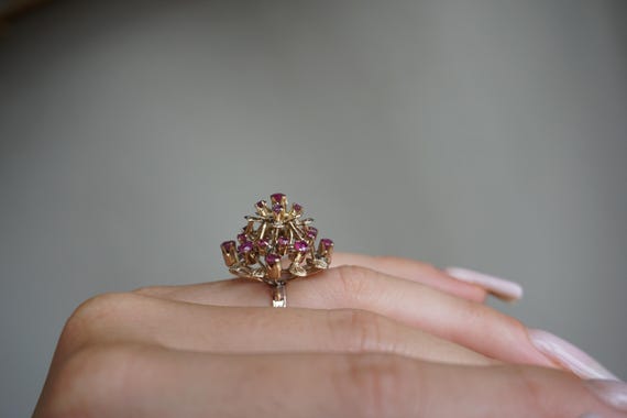 Ruby Princess Cathedral Ring / Mid Century Estate… - image 7