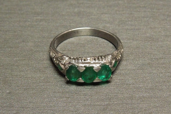 Antique Estate C1910 18K White Gold Filigree 1.96… - image 1