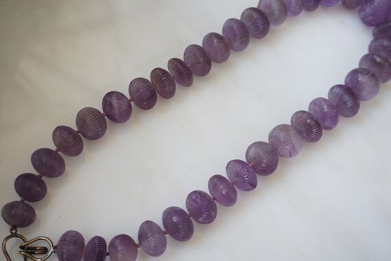 Carved Amethyst Necklace / Vintage Estate Hand Ca… - image 7