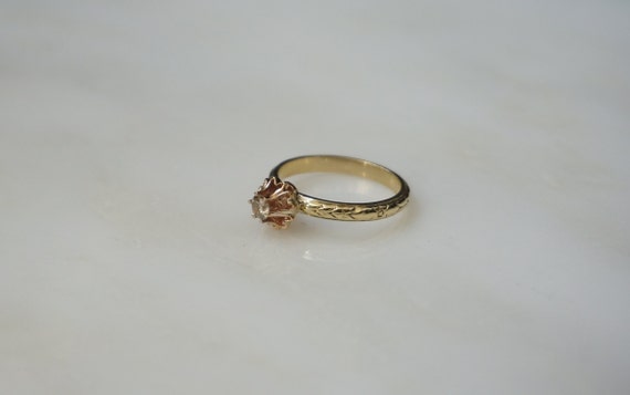 14K Diamond Buttercup Ring / Vintage Estate C1950… - image 2