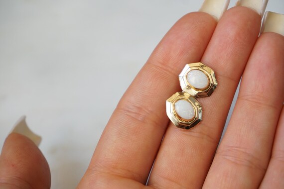 Vintage Opal Earrings / Vintage Estate 14K Gold O… - image 6