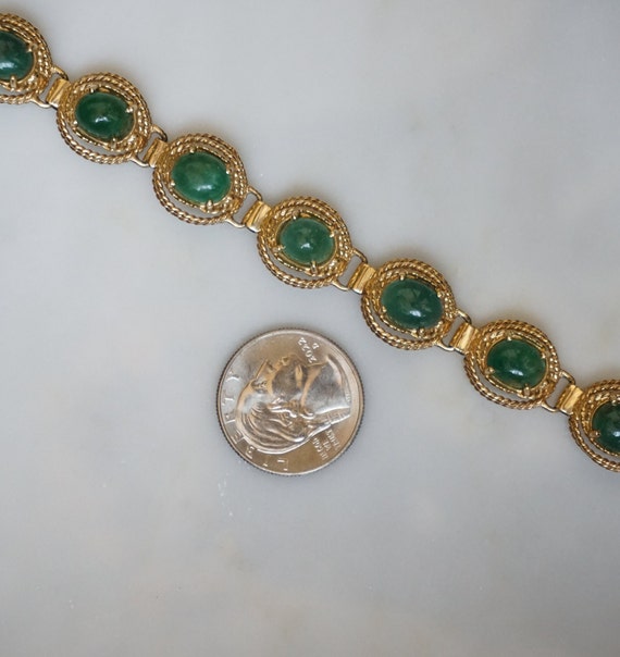 Cabochon Emerald Bracelet / Mid Century Estate C1… - image 9