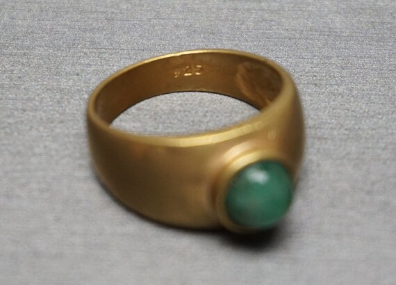 Emerald Dome Ring / Unisex Vintage Estate C1970 G… - image 4