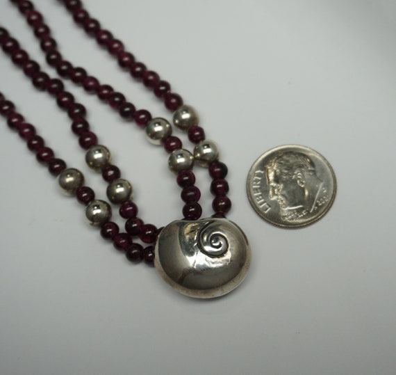 Mignon Faget Garnet Seashell Necklace / Vintage E… - image 8