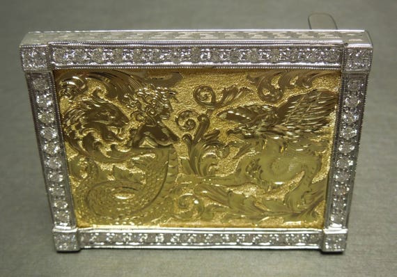 Men s Vintage Beverly Hills Estate 14K 18K Gold Garden of Medusa Portrait 4.75TCW Diamond Belt Buckle up to 1.5 Belt Etsy