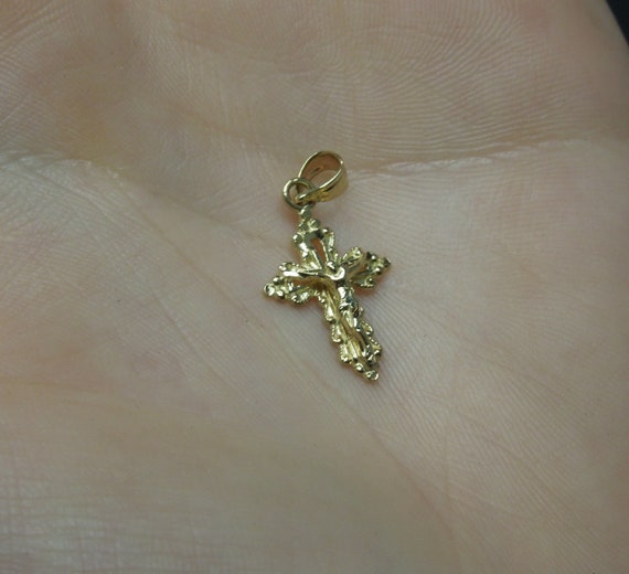 Unisex Vintage Estate 10K Gold Miniature Crucifix… - image 6