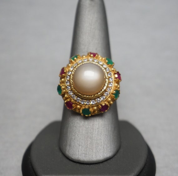 Vintage Moonstone Ring / Vintage Estate Gold Verm… - image 2