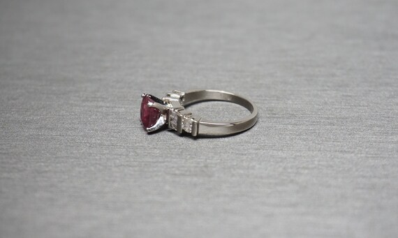 Platinum Ruby Engagement Ring / Estate Platinum 1… - image 3