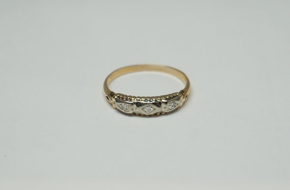 Antique Estate C1940 14K Two Tone Gold 0.06TCW Th… - image 10