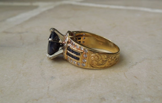 Vintage Estate 18K Gold 8 carat Sapphire Solitair… - image 3