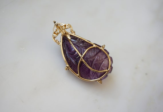 14K Amethyst Carving Attachment / Vintage Estate … - image 4