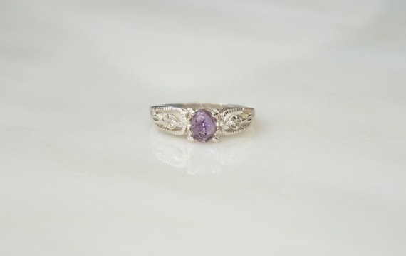 Silver Amethyst Ring / Vintage Estate Sterling Si… - image 1