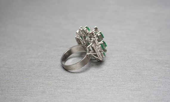 Emerald Cocktail Ring / Mid Century Estate Circa … - image 8