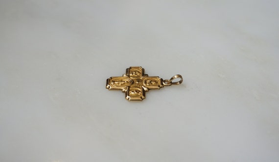 14K Gold Four Way Cross / Unisex Vintage Estate C… - image 3