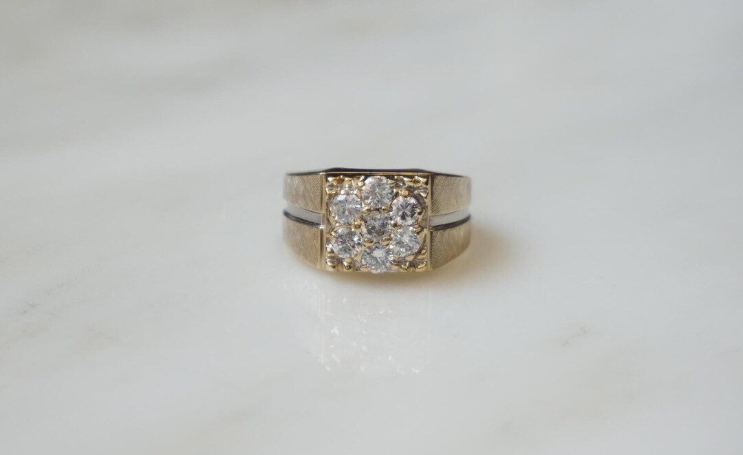 Men's Diamond Cluster Ring / Mid Century Estate C1960 14K Gold ...