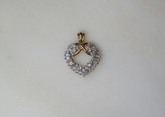 14K Gold Diamond Heart / Vintage Estate 14K Gold … - image 1