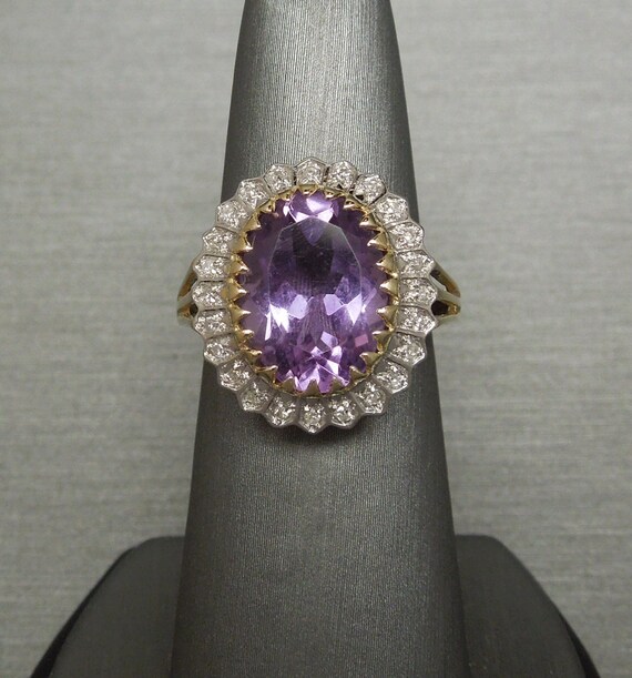 Vintage Estate 14K Gold 10.50TCW Oval Amethyst So… - image 5