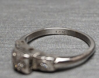 【yammar様】ectm エクタム スクエアリング 19号 sv925 Vintage Estate C1950 14K Two Tone Gold 0.19TCW Round Diamond
