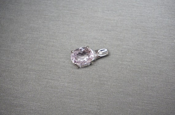 Kunzite Pendant / Vintage Estate 1980s 10K White … - image 9