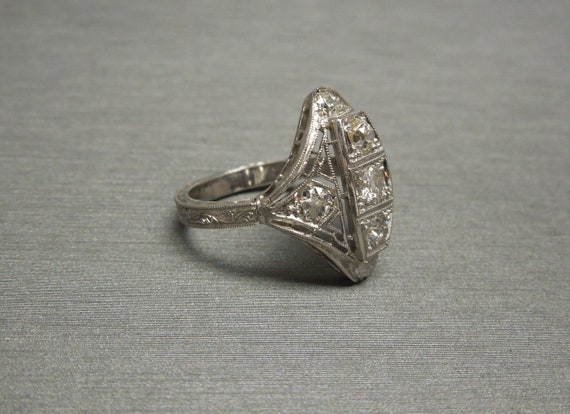 Edwardian Estate C1910 Platinum Filigree 0.80TCW … - image 4