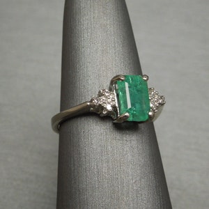 Vintage Estate 10K White Gold 1.41TCW Emerald Cut Emerald - Etsy