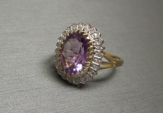 Vintage Estate 14K Gold 10.50TCW Oval Amethyst So… - image 2