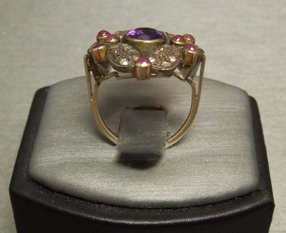 Vintage Art Deco Estate 14K Gold + Silver 3.70TCW… - image 6