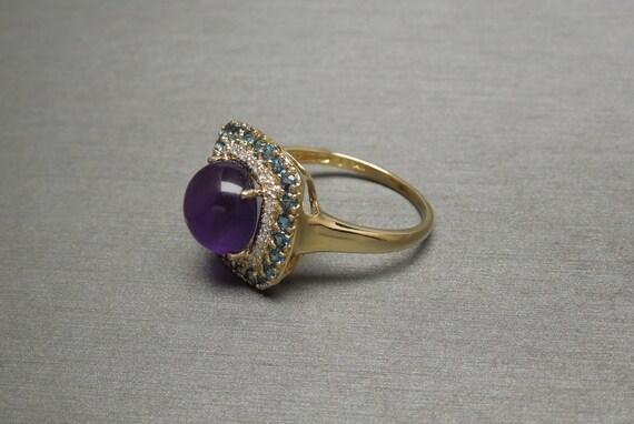 Amethyst Sphere Halo Ring / Vintage Estate 14K Go… - image 5