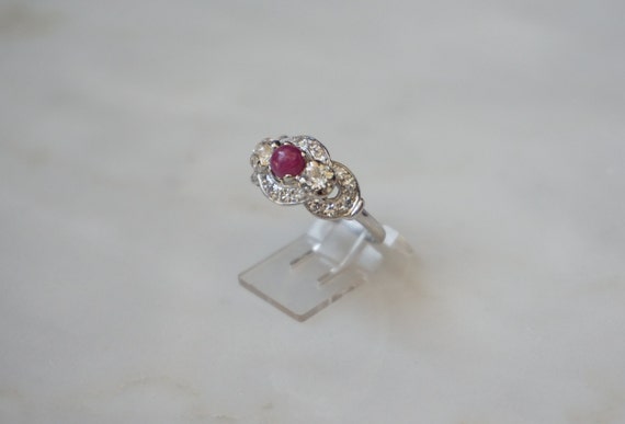 Platinum Ruby Ring / Antique Pre Art Deco Estate … - image 2