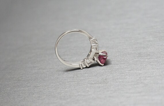 Platinum Ruby Engagement Ring / Estate Platinum 1… - image 5