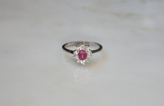 Vintage Estate 14K White Gold 1.23TCW Oval Ruby S… - image 5