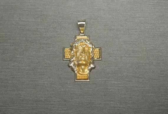 Unisex Vintage Estate 14K Gold Jesus Head Lightwe… - image 1