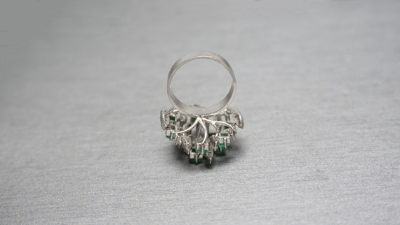 Emerald Cocktail Ring / Mid Century Estate Circa … - image 9