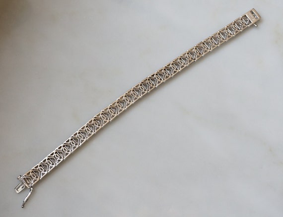 Sterling Silver Diamond Bracelet / Vintage Estate… - image 6