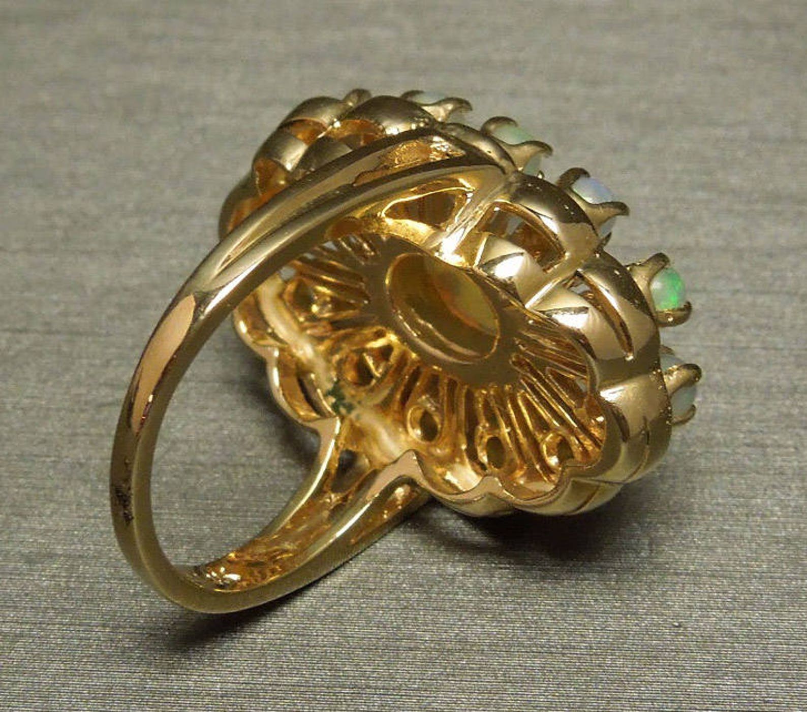 Vintage Estate C1960 Victorian Style 14K Gold Intense Australian Fire ...