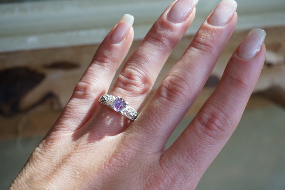 Silver Amethyst Ring / Vintage Estate Sterling Si… - image 3