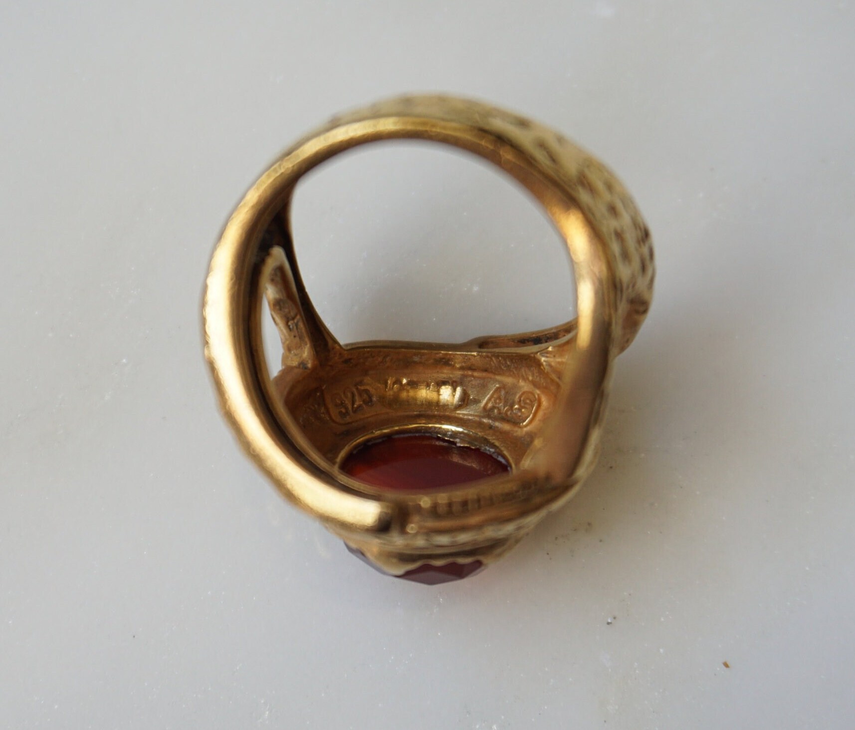 Byzantine Carnelian Ring / Vintage Estate Sterling Silver