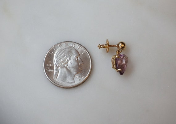 Amethyst Heart Earrings / Vintage Mid Century Est… - image 5