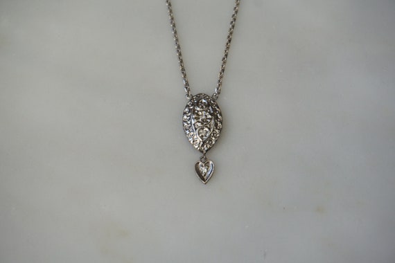 Diamond Shield Necklace / Vintage Mid Century Est… - image 1